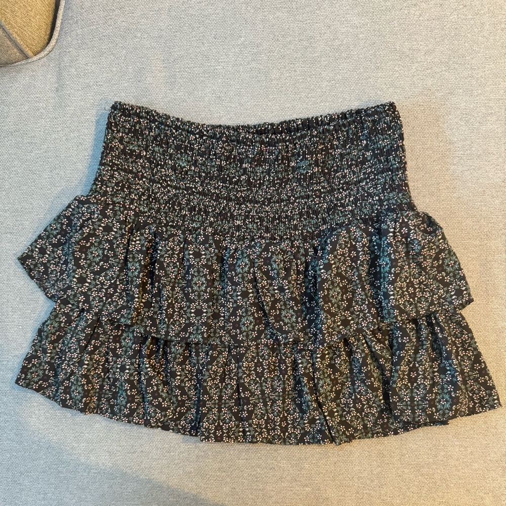 She+Sky brown skirt with white flowers and green leaves.  Size large. - Picture 2 of 4